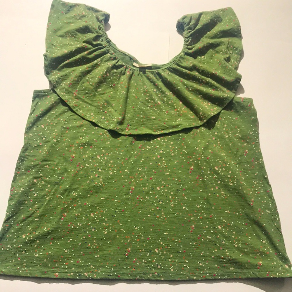 Style & Co confetti green party ruffle tank top shirt XXL NEW off the shoulder